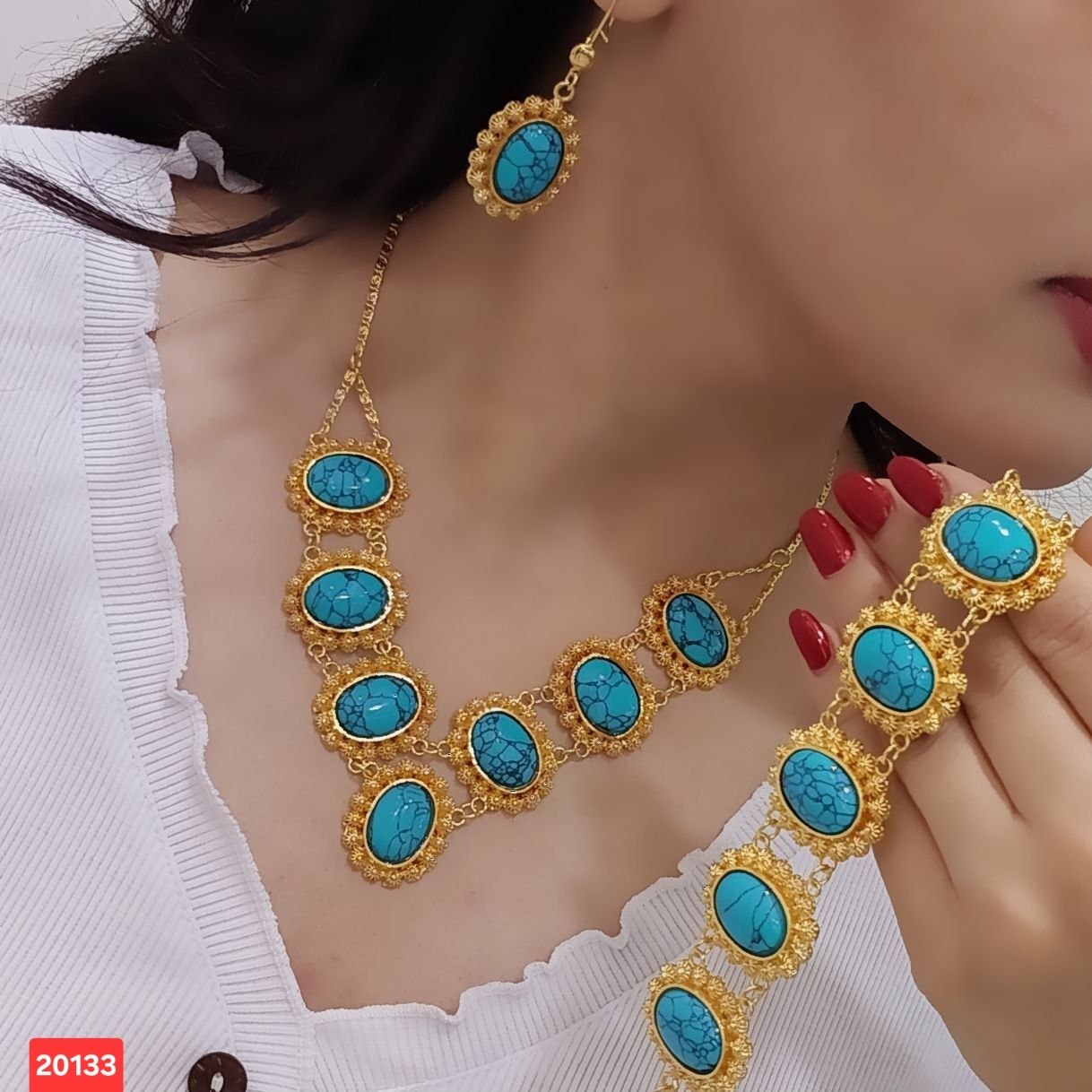سرویس سنگ‌دار فیروزه و عقیق اصلی My Dear